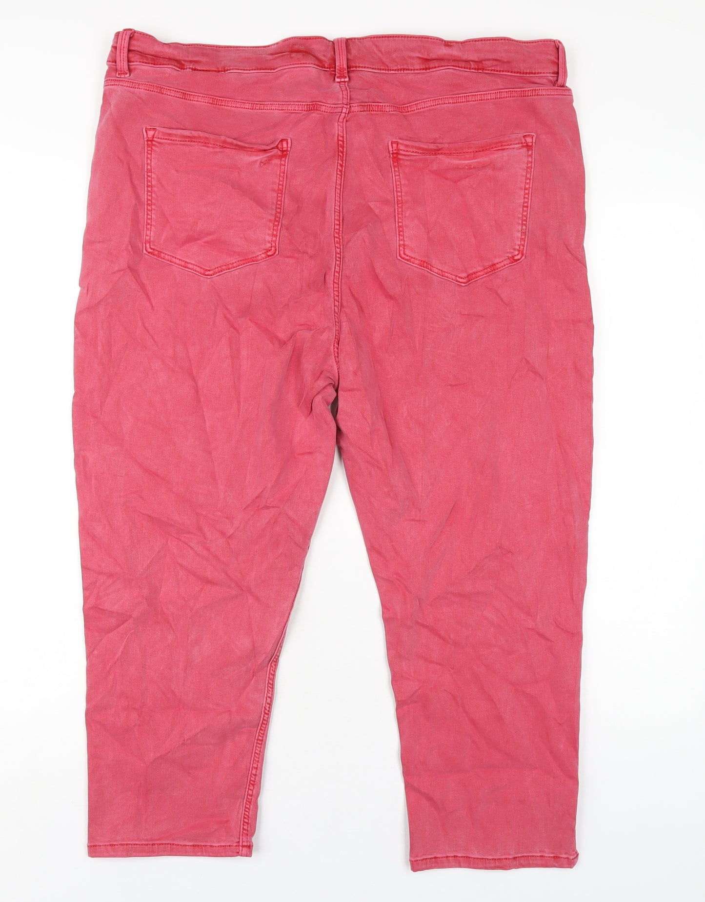 Marks and Spencer Womens Pink Cotton Cropped Jeans Size 20 L22 in Regular Zip