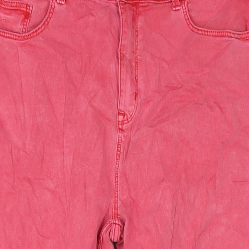 Marks and Spencer Womens Pink Cotton Cropped Jeans Size 20 L22 in Regular Zip