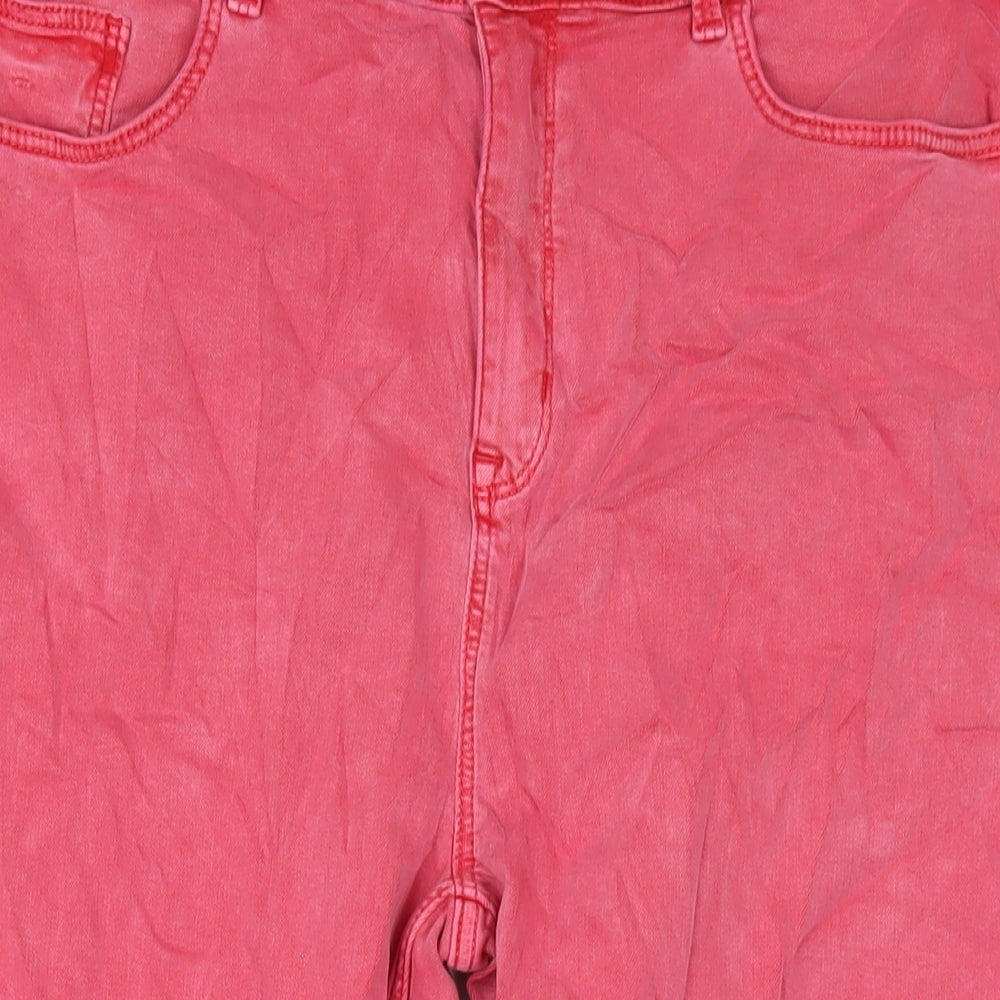 Marks and Spencer Womens Pink Cotton Cropped Jeans Size 20 L22 in Regular Zip