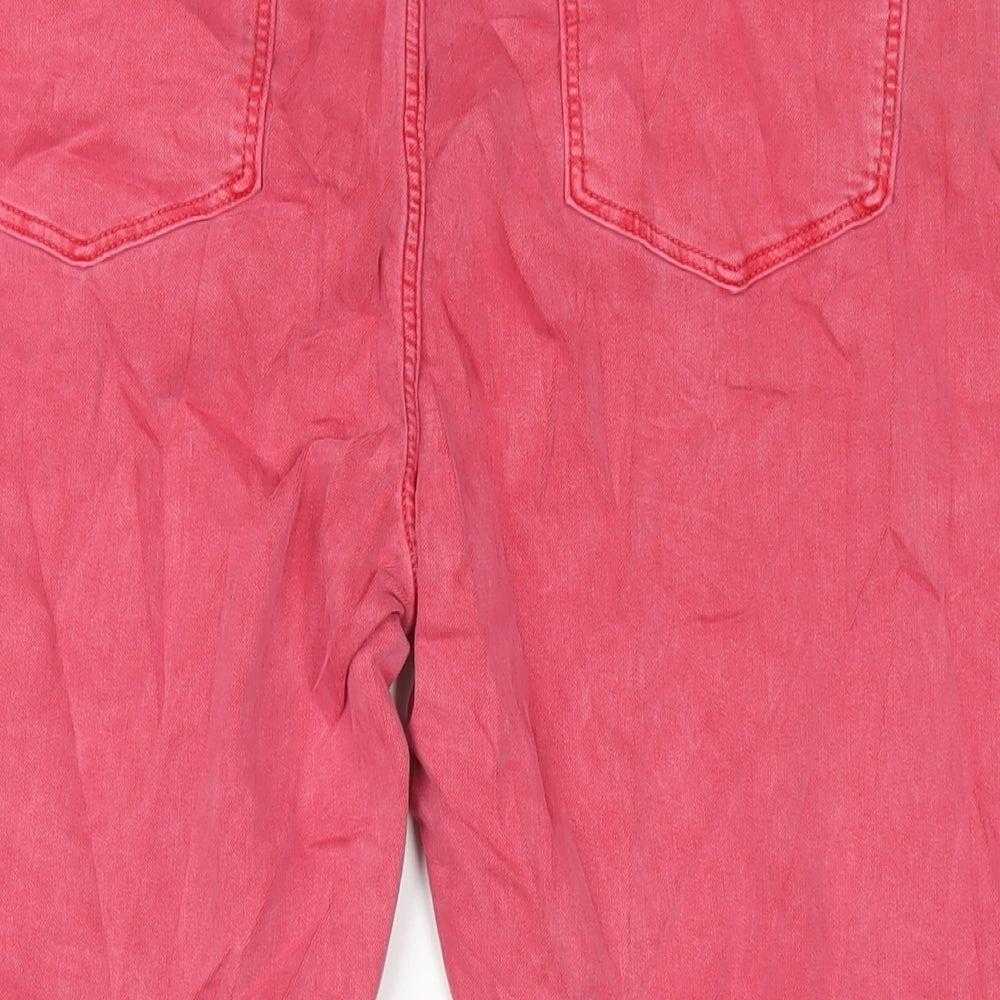 Marks and Spencer Womens Pink Cotton Cropped Jeans Size 20 L22 in Regular Zip