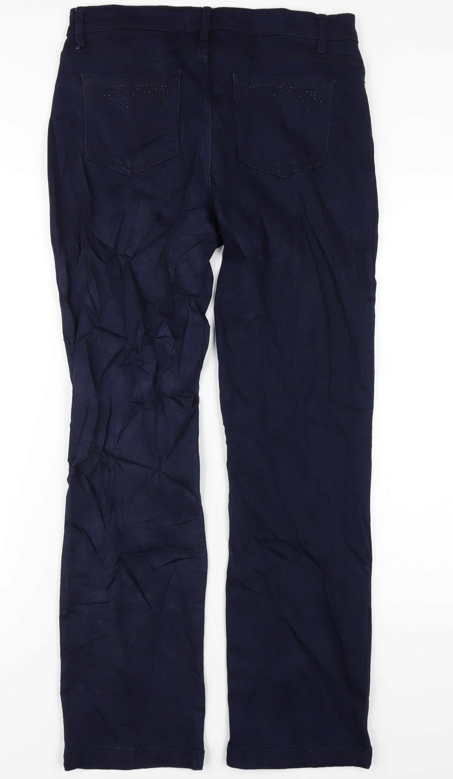 Marks and Spencer Womens Blue Cotton Straight Jeans Size 30 in L30 in Regular Zip