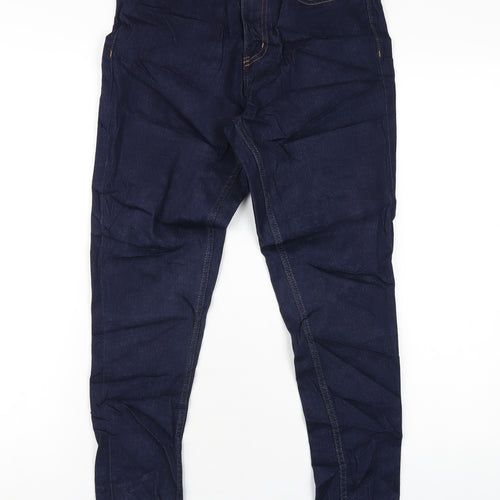 Marks and Spencer Womens Blue Cotton Skinny Jeans Size 10 L28 in Regular Zip