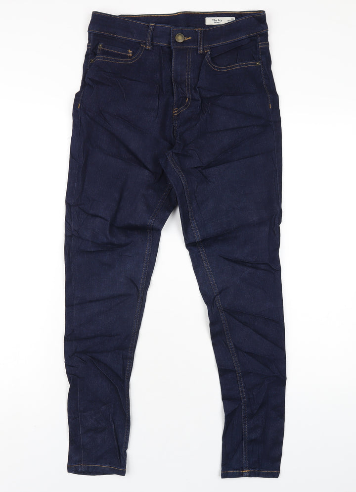 Marks and Spencer Womens Blue Cotton Skinny Jeans Size 10 L28 in Regular Zip