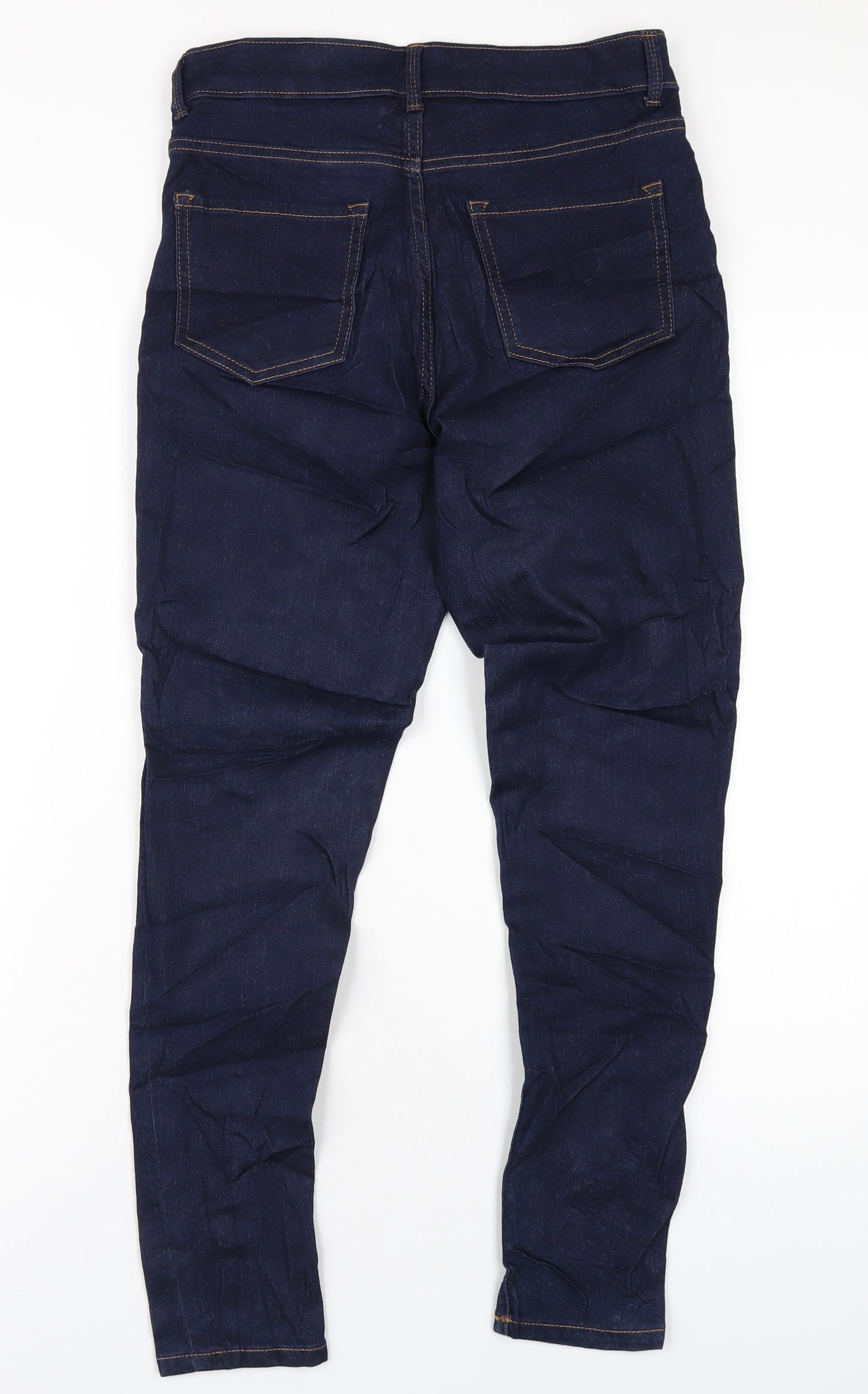 Marks and Spencer Womens Blue Cotton Skinny Jeans Size 10 L28 in Regular Zip