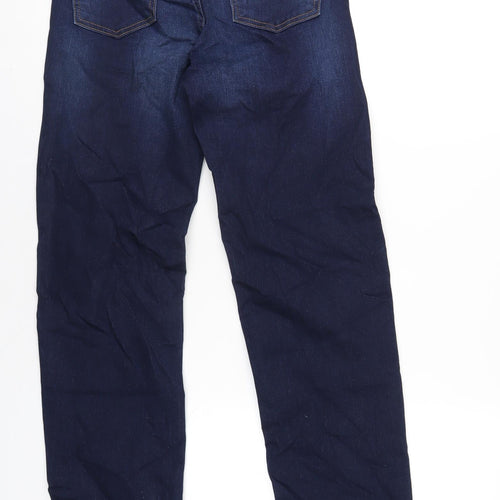 Marks and Spencer Womens Blue Cotton Straight Jeans Size 6 L32 in Regular Zip