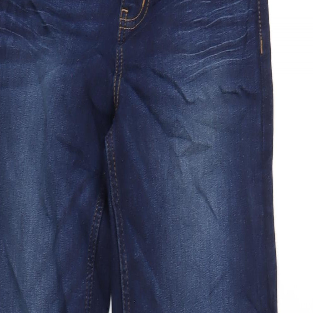 Marks and Spencer Womens Blue Cotton Straight Jeans Size 6 L32 in Regular Zip