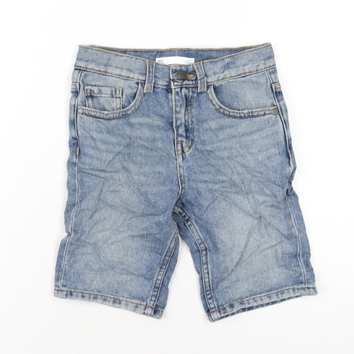 Marks and Spencer Boys Blue Cotton Bermuda Shorts Size 6-7 Years L7 in Regular Zip