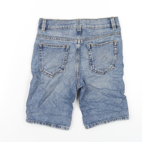Marks and Spencer Boys Blue Cotton Bermuda Shorts Size 6-7 Years L7 in Regular Zip
