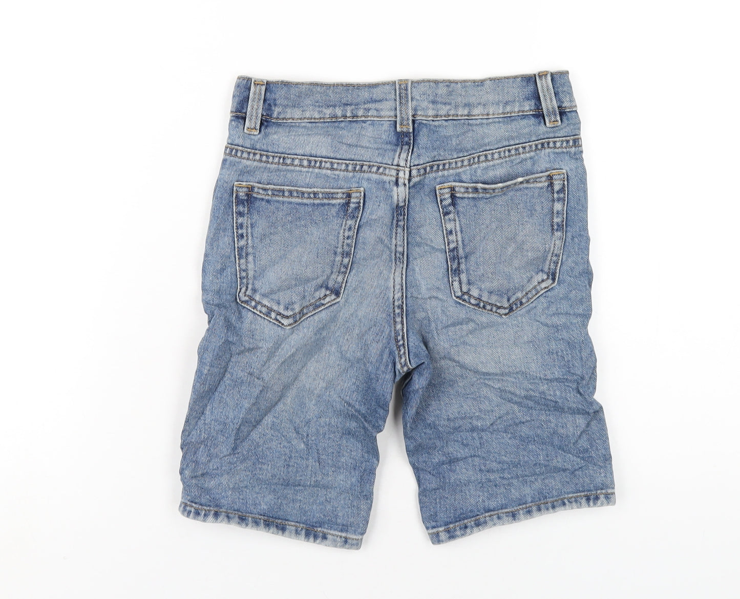 Marks and Spencer Boys Blue Cotton Bermuda Shorts Size 6-7 Years L7 in Regular Zip