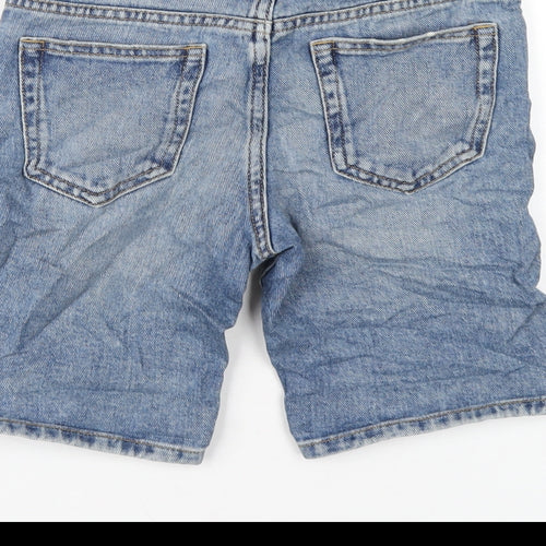 Marks and Spencer Boys Blue Cotton Bermuda Shorts Size 6-7 Years L7 in Regular Zip