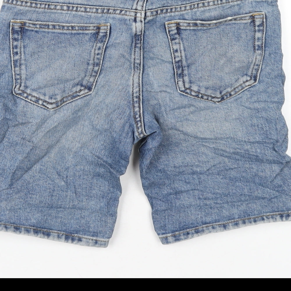 Marks and Spencer Boys Blue Cotton Bermuda Shorts Size 6-7 Years L7 in Regular Zip