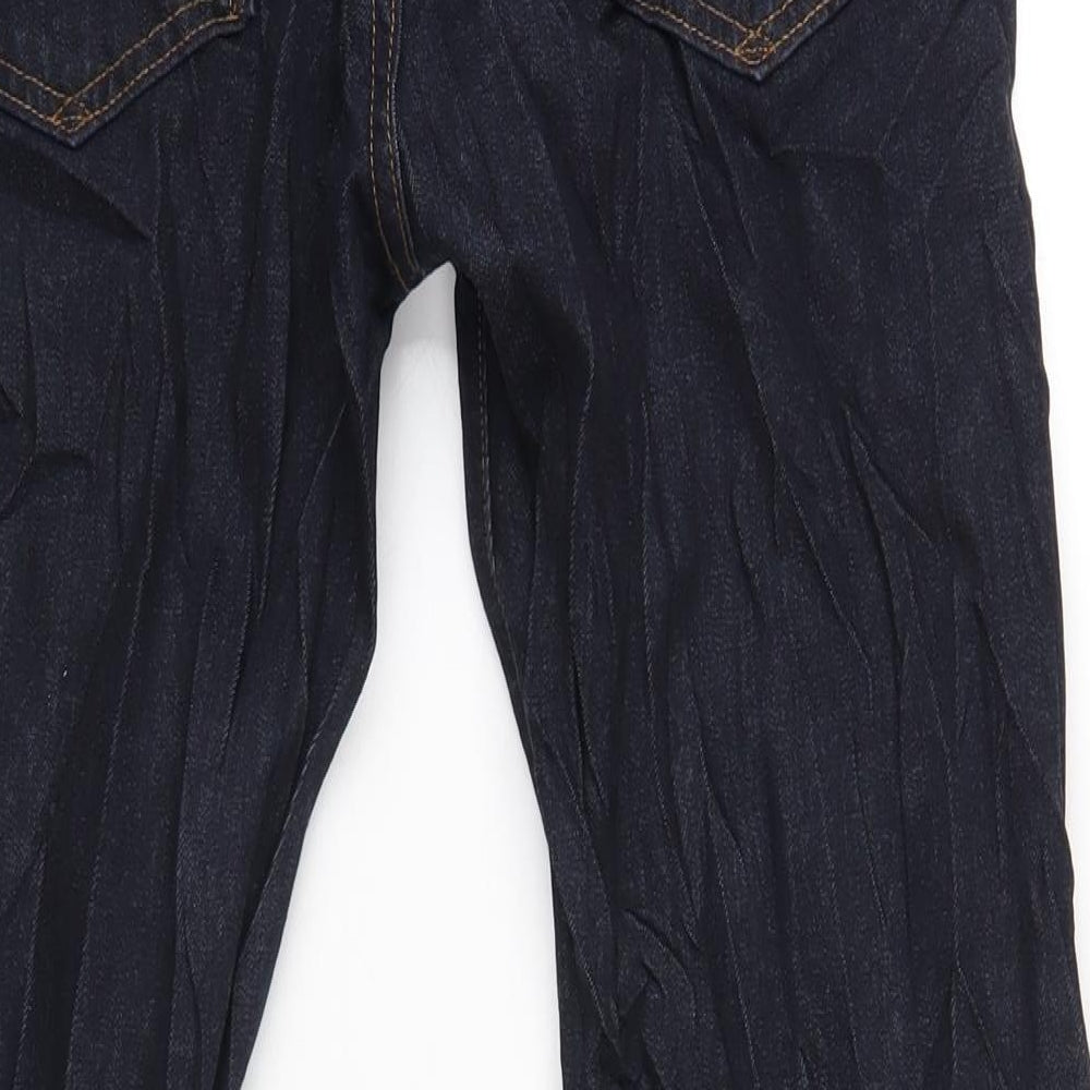 Marks and Spencer Mens Blue Cotton Straight Jeans Size 34 in L29 in Regular Zip