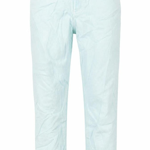 Marks and Spencer Girls Green Cotton Straight Jeans Size 13-14 Years L28 in Regular Zip