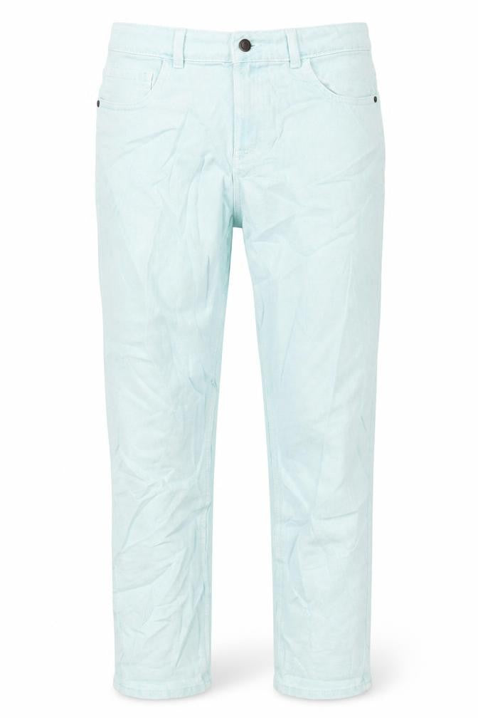 Marks and Spencer Girls Green Cotton Straight Jeans Size 13-14 Years L28 in Regular Zip