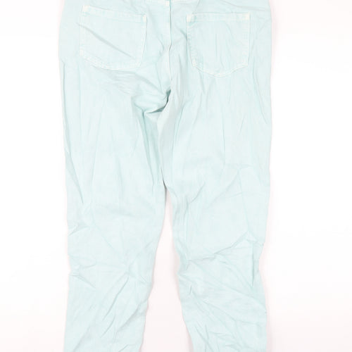 Marks and Spencer Girls Green Cotton Straight Jeans Size 13-14 Years L28 in Regular Zip