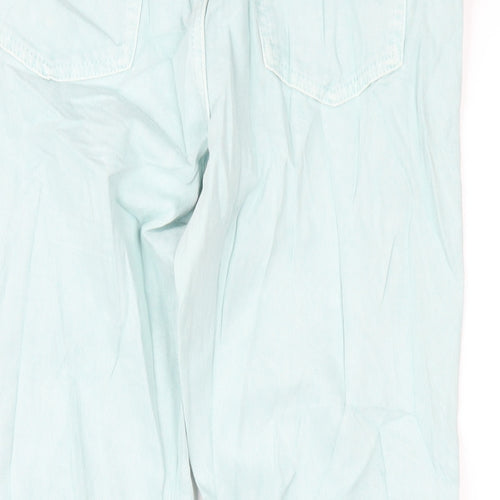 Marks and Spencer Girls Green Cotton Straight Jeans Size 13-14 Years L28 in Regular Zip
