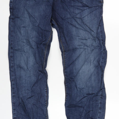 Marks and Spencer Mens Blue Cotton Straight Jeans Size 30 in L31 in Slim Zip