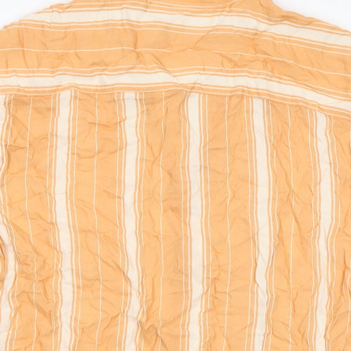 NEXT Mens Orange Striped Viscose Button-Up Size S Collared Button