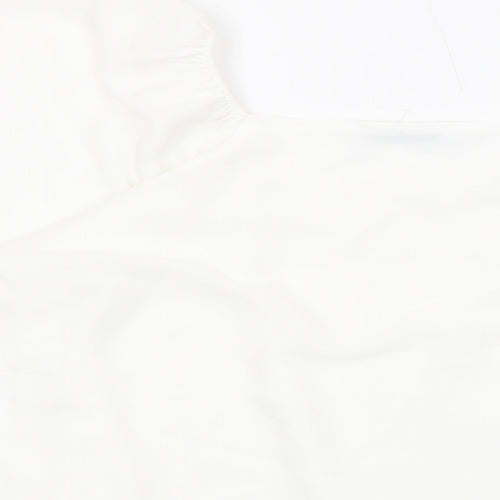 Mangoi Womens White Polyester Basic Blouse Size M Round Neck