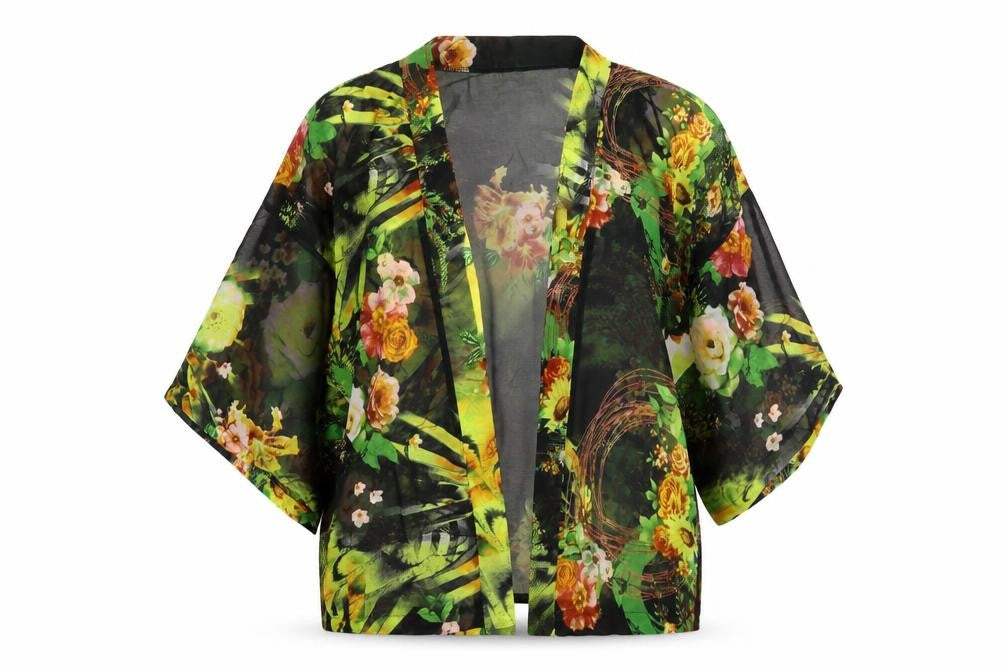 Front view of Apricot women’s multicoloured floral polyester cover up, size M