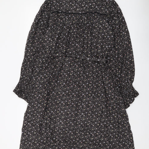 NEXT Womens Grey Geometric Viscose A-Line Size 16 Collared Button