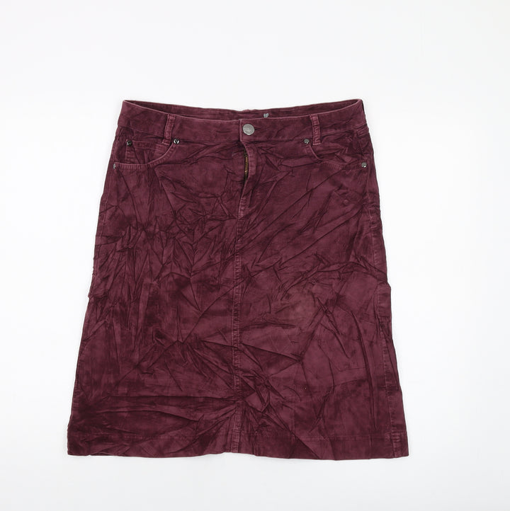 Per Una Womens Purple Cotton A-Line Skirt Size 12 Button