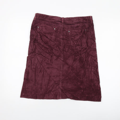 Per Una Womens Purple Cotton A-Line Skirt Size 12 Button
