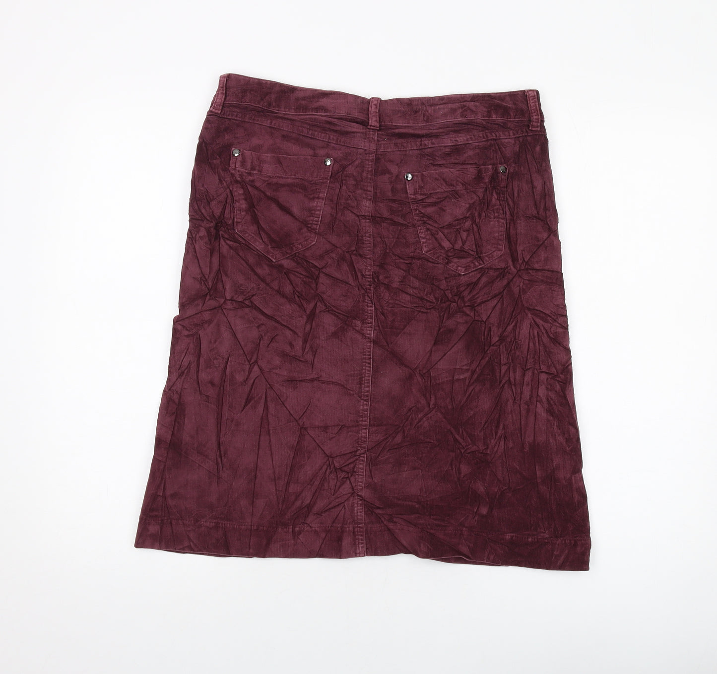 Per Una Womens Purple Cotton A-Line Skirt Size 12 Button