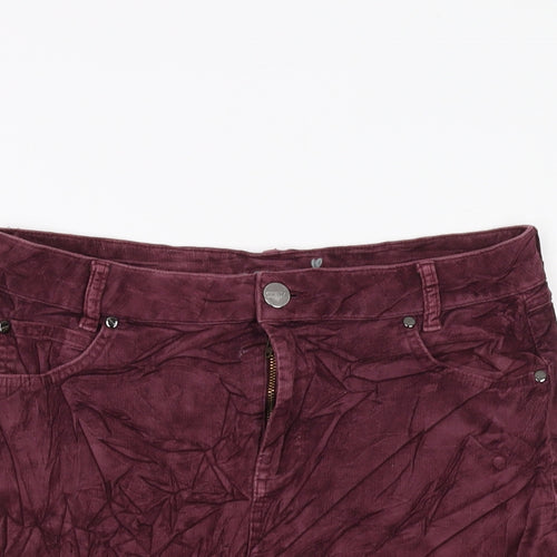 Per Una Womens Purple Cotton A-Line Skirt Size 12 Button