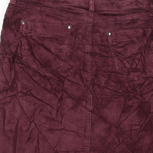 Per Una Womens Purple Cotton A-Line Skirt Size 12 Button