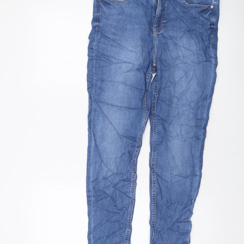 Marks and Spencer Womens Blue Cotton Skinny Jeans Size 12 L26 in Regular Button