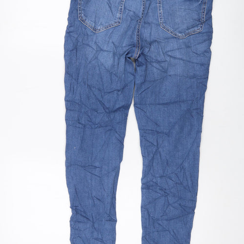 Marks and Spencer Womens Blue Cotton Skinny Jeans Size 12 L26 in Regular Button
