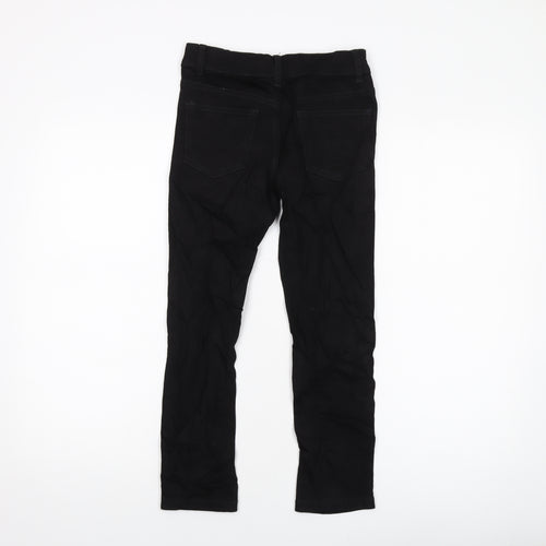 Marks and Spencer Boys Black Cotton Straight Jeans Size 7-8 Years Regular Button