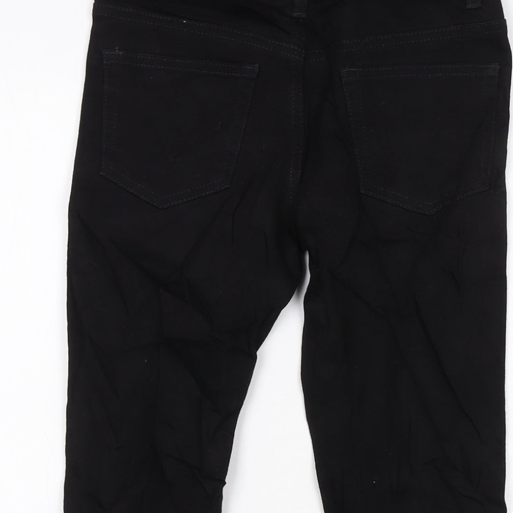Marks and Spencer Boys Black Cotton Straight Jeans Size 7-8 Years Regular Button