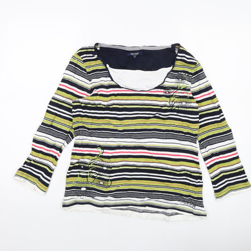 Maine Womens Multicoloured Striped Cotton Basic T-Shirt Size 14 Round Neck