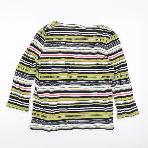 Maine Womens Multicoloured Striped Cotton Basic T-Shirt Size 14 Round Neck