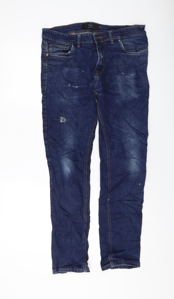 NEXT Mens Blue Cotton Straight Jeans Size 33 in L30 in Regular Button