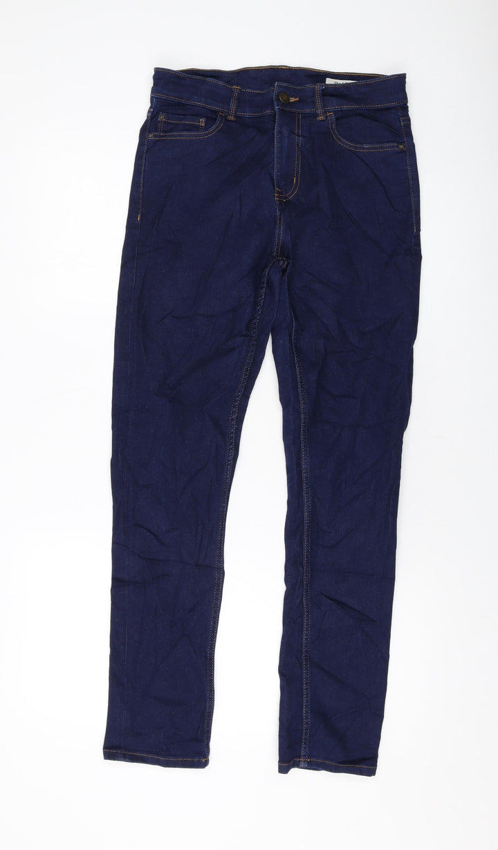 Marks and Spencer Womens Black Cotton Straight Jeans Size 10 L28 in Slim Button