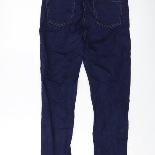Marks and Spencer Womens Black Cotton Straight Jeans Size 10 L28 in Slim Button