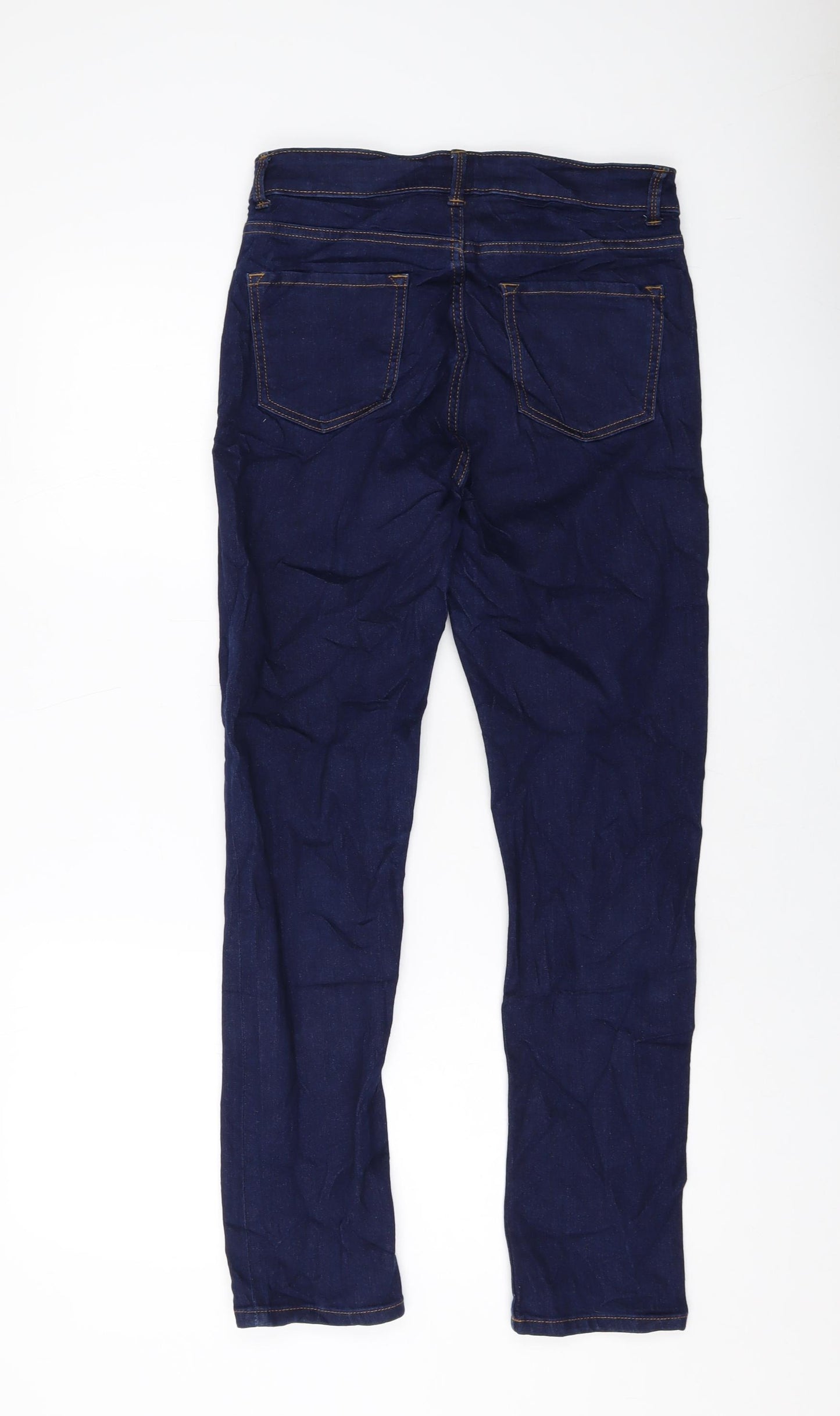 Marks and Spencer Womens Black Cotton Straight Jeans Size 10 L28 in Slim Button