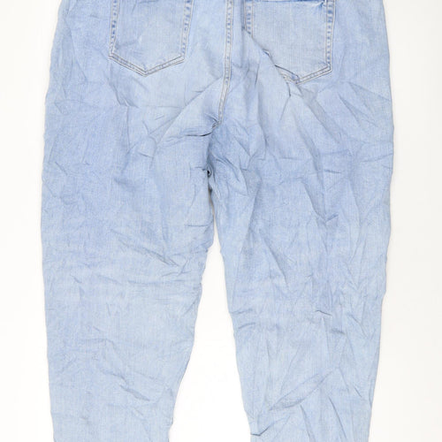 Marks and Spencer Womens Blue Cotton Mom Jeans Size 20 L26 in Regular Button