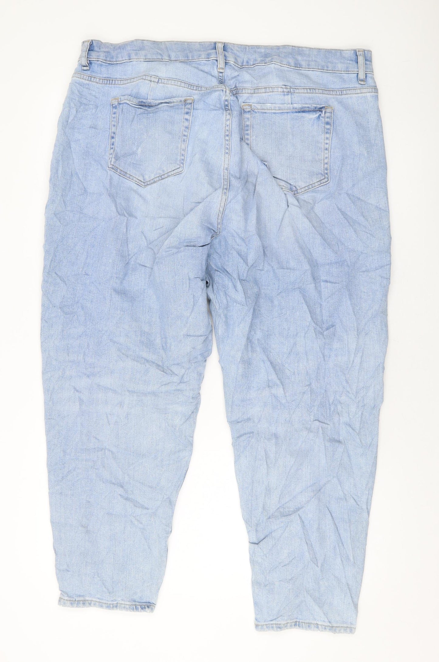 Marks and Spencer Womens Blue Cotton Mom Jeans Size 20 L26 in Regular Button