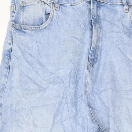 Marks and Spencer Womens Blue Cotton Mom Jeans Size 20 L26 in Regular Button