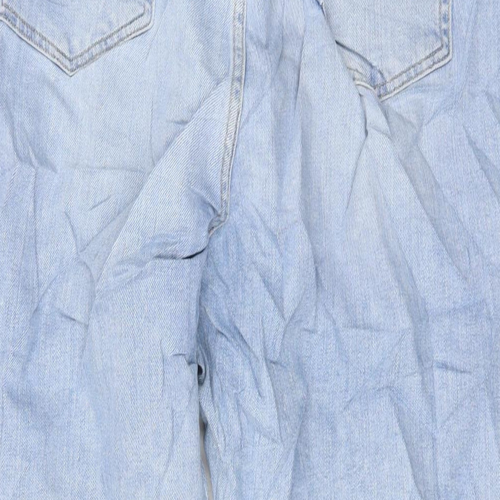 Marks and Spencer Womens Blue Cotton Mom Jeans Size 20 L26 in Regular Button
