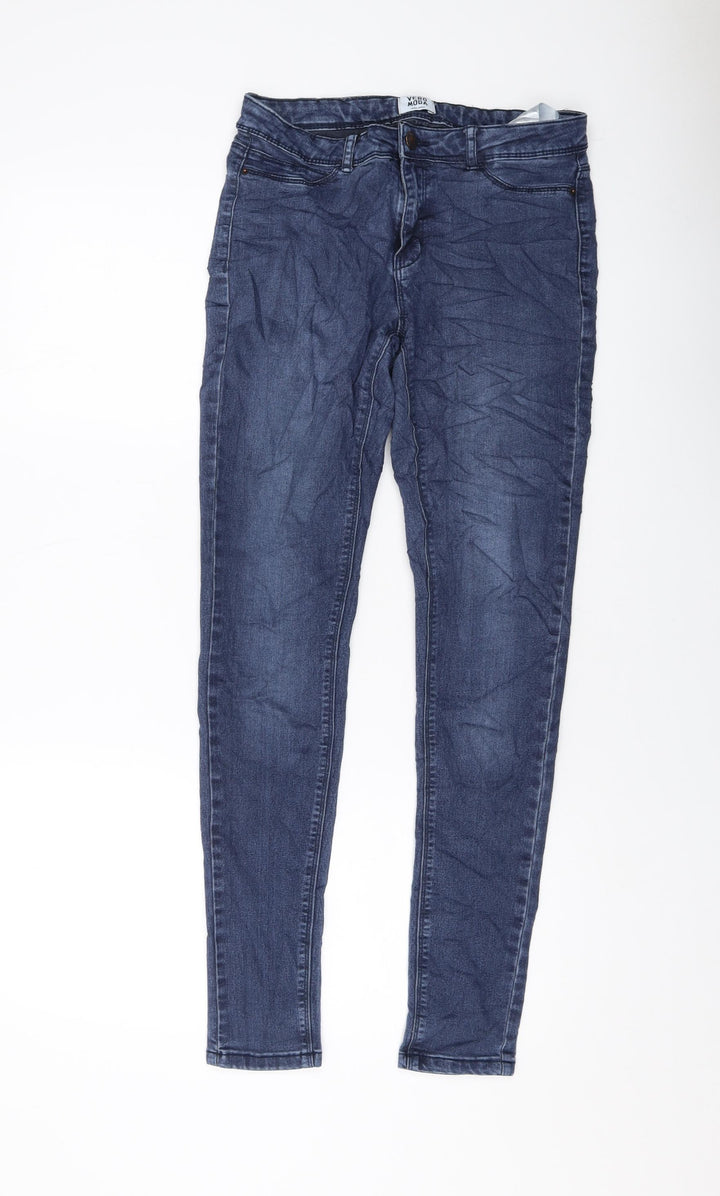 VERO MODA Womens Blue Cotton Skinny Jeans Size 28 in L29 in Regular Button
