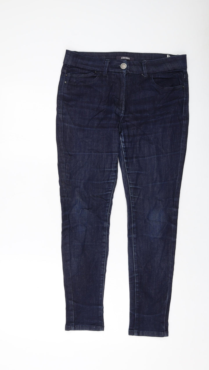 Marks and Spencer Womens Blue Cotton Jegging Jeans Size 12 L27 in Regular Button