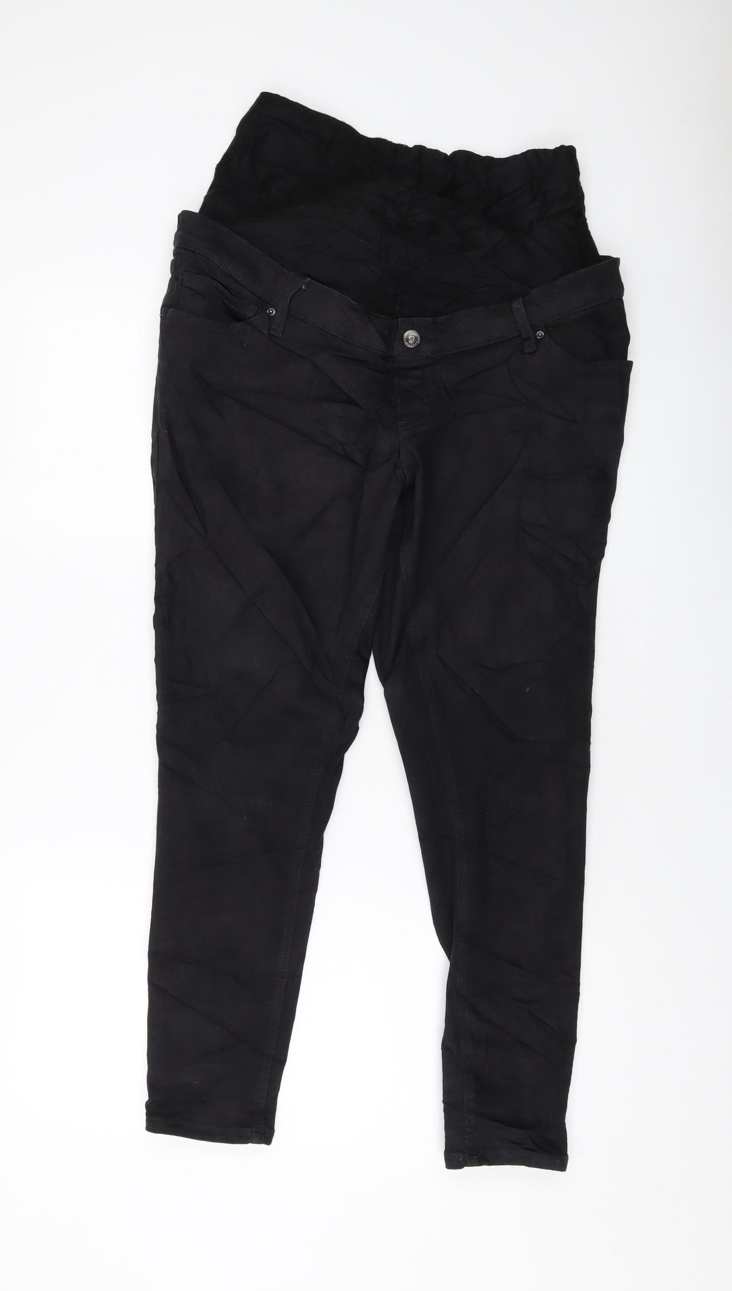 Topshop Womens Black Cotton Skinny Jeans Size 34 in L27 in Regular Button