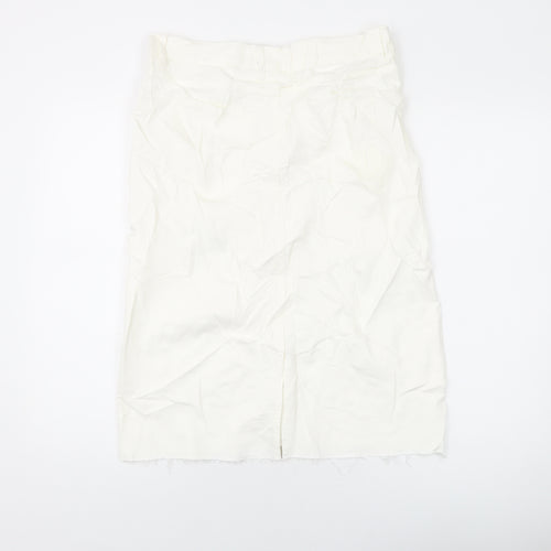 Marks and Spencer Womens Ivory Cotton A-Line Skirt Size 12 Button