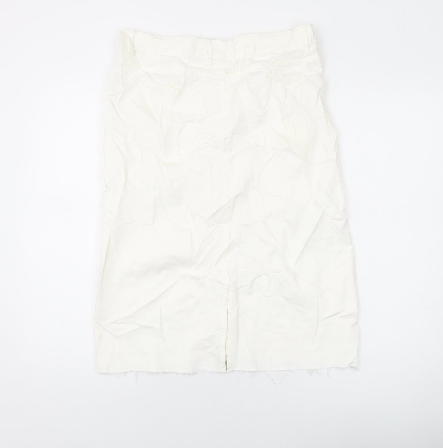 Marks and Spencer Womens Ivory Cotton A-Line Skirt Size 12 Button