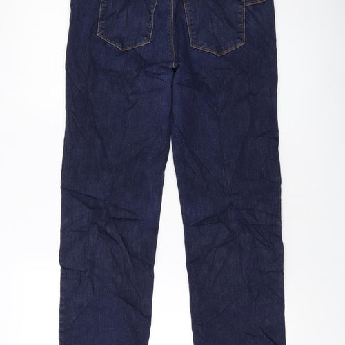 Marks and Spencer Womens Blue Cotton Straight Jeans Size 32 in L27 in Regular Button